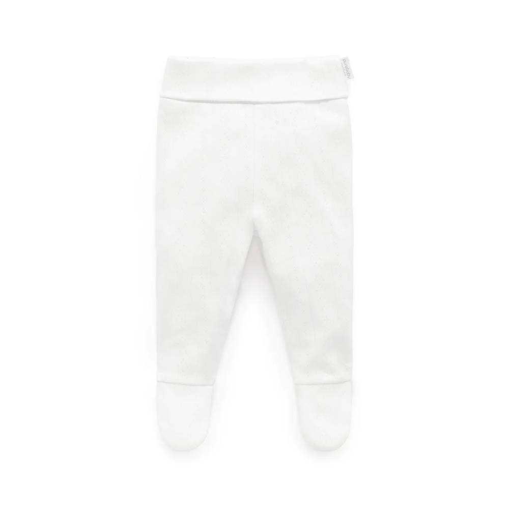 PUREBABY Pointelle Footed Leggings – White - kiwinberries