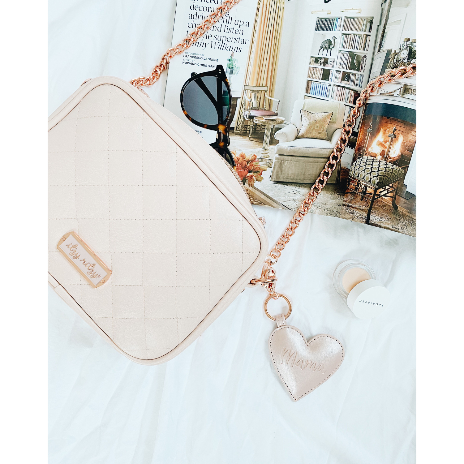 Itzy Ritzy Mama Heart Diaper Bag Charm Keychain - Rose Gold